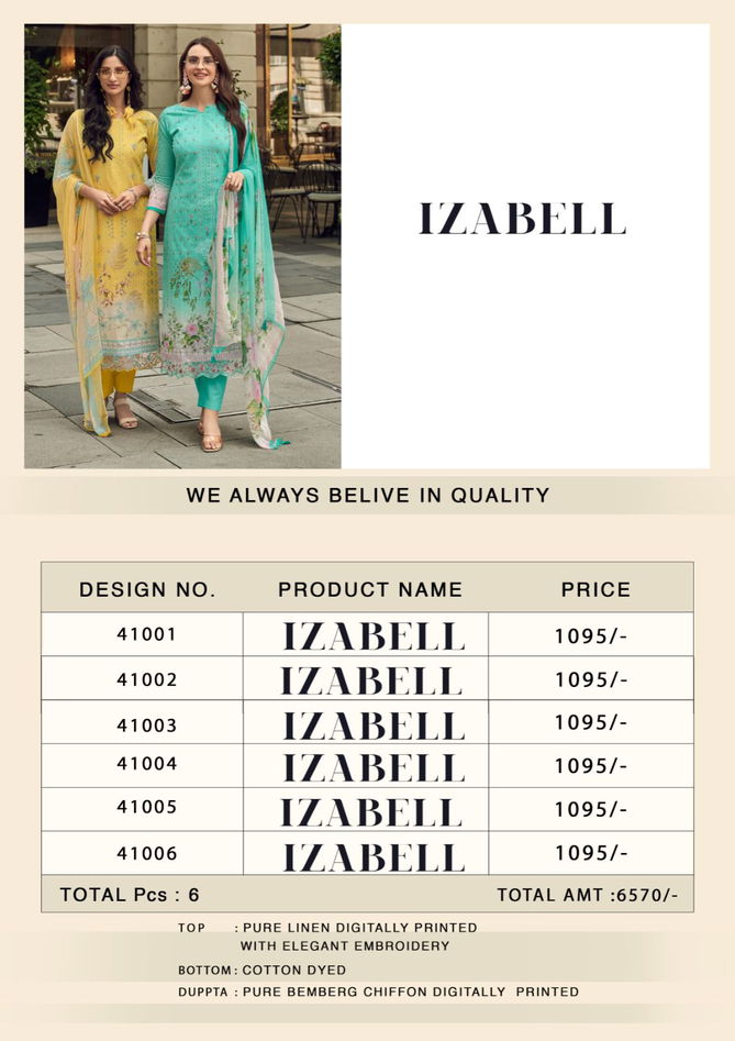 Kesar Izabell Linen Digital Printed Embroidery Dress Material Wholesale Shop In Surat
